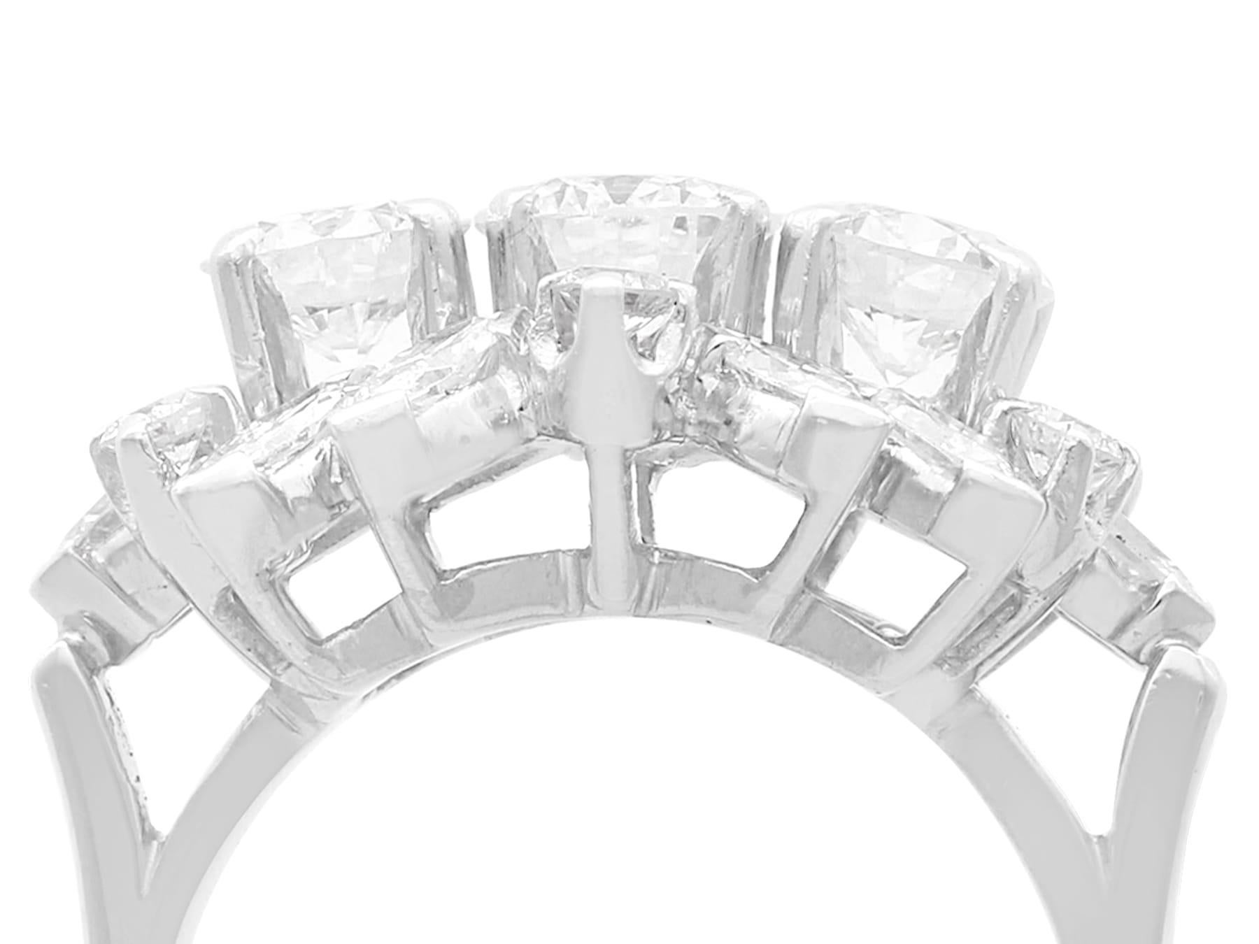 Round Cut Vintage 3.03 Carat Diamond and Platinum Cocktail Ring For Sale
