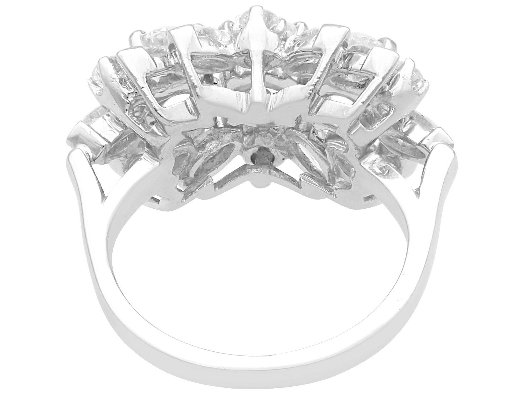 Women's or Men's Vintage 3.03 Carat Diamond and Platinum Cocktail Ring For Sale