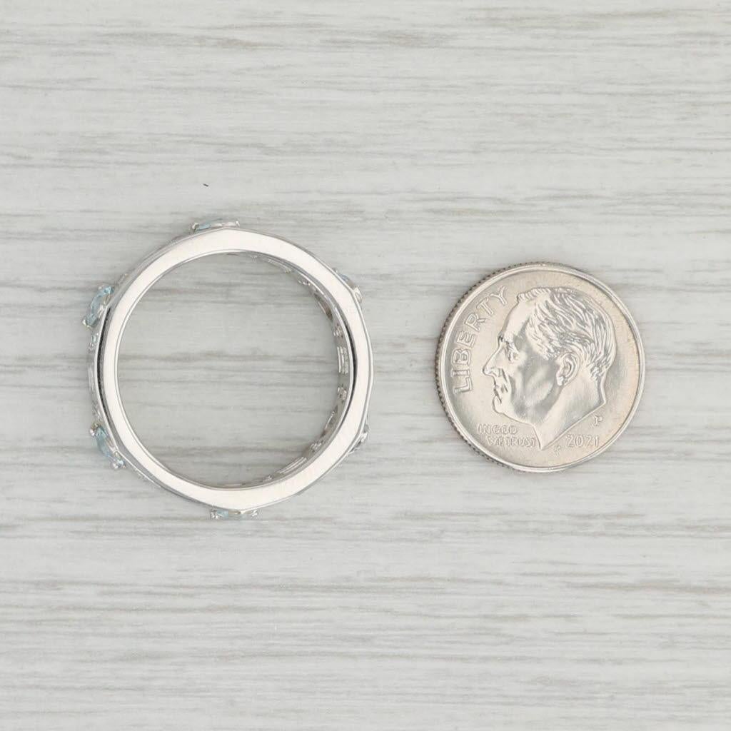 Eternity-Ring aus Platin mit 3,03 Karat Aquamarin und Diamant in Platin, Größe 9, Vintage im Angebot 2