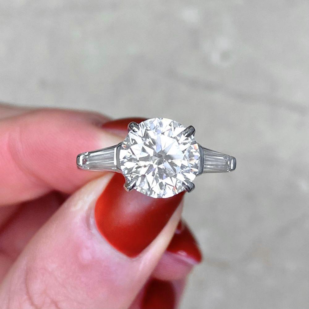 Vintage 3.04ct Gia Round Brilliant Diamond Engagement Ring, circa 1960 For Sale 4