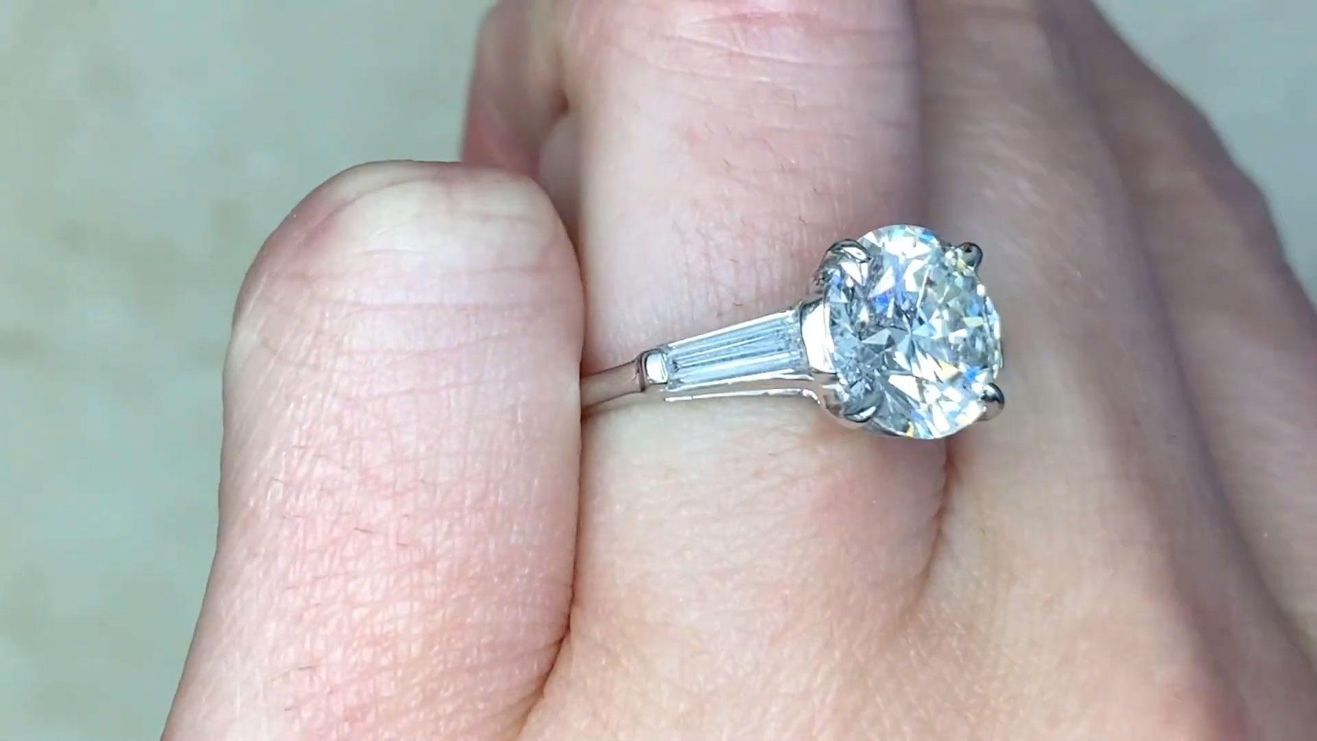 Round Cut Vintage Round Brilliant Diamond Engagement Ring (GIA Approx. 3.00-Carats) For Sale