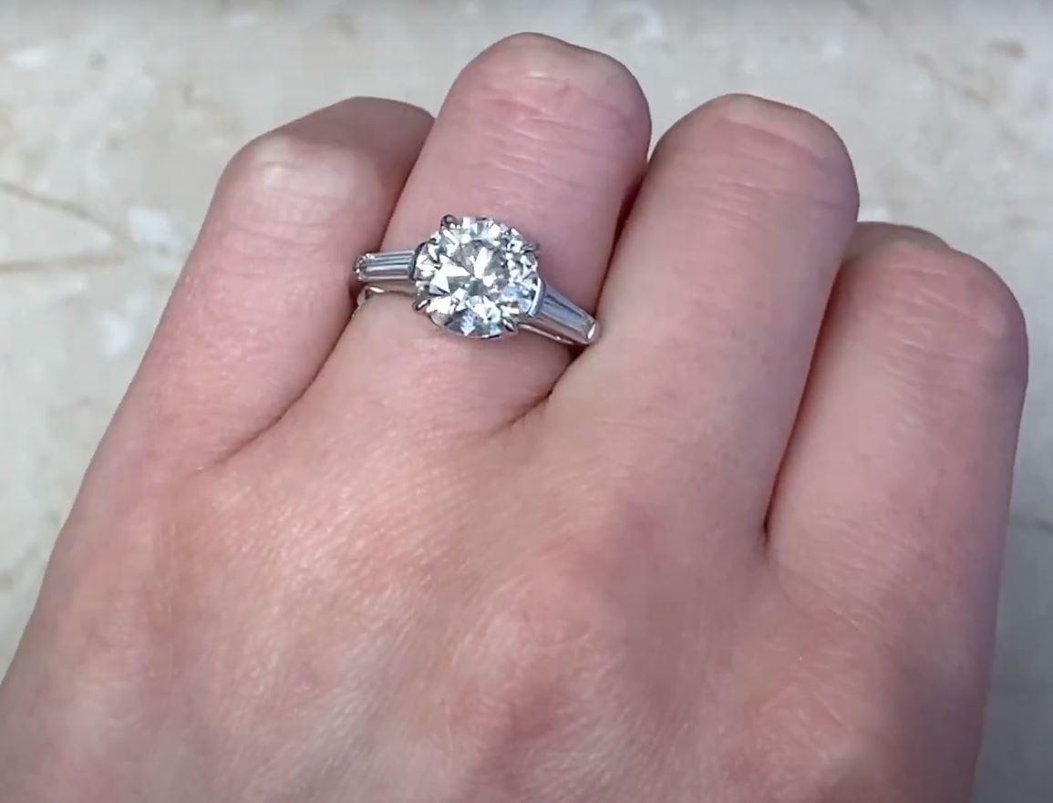 Vintage 3.04ct Gia Round Brilliant Diamond Engagement Ring, circa 1960 For Sale 1