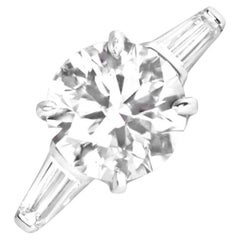 Vintage 3.04ct Gia Round Brilliant Diamond Engagement Ring, circa 1960