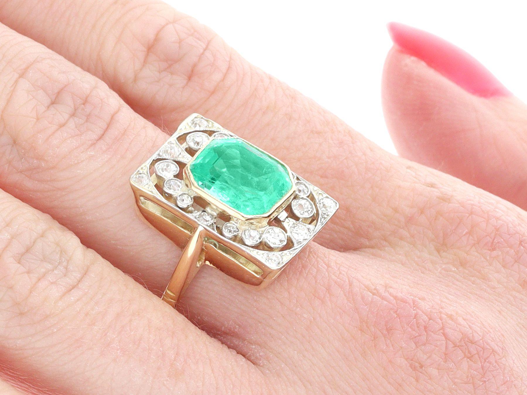 Gelbgold-Kleidring mit 3,05 Karat Smaragd und 0,70 Karat Diamant im Angebot 2