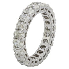 Vintage 3.05 carat oval diamond 18k white gold eternity ring