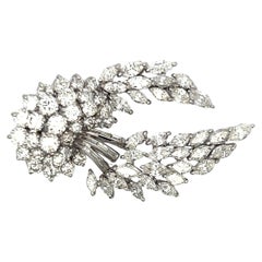 Vintage 30,80 Gramm 16.00 Karat Mixed Cut G VS2 Diamant Platin Floral Pin, Vintage