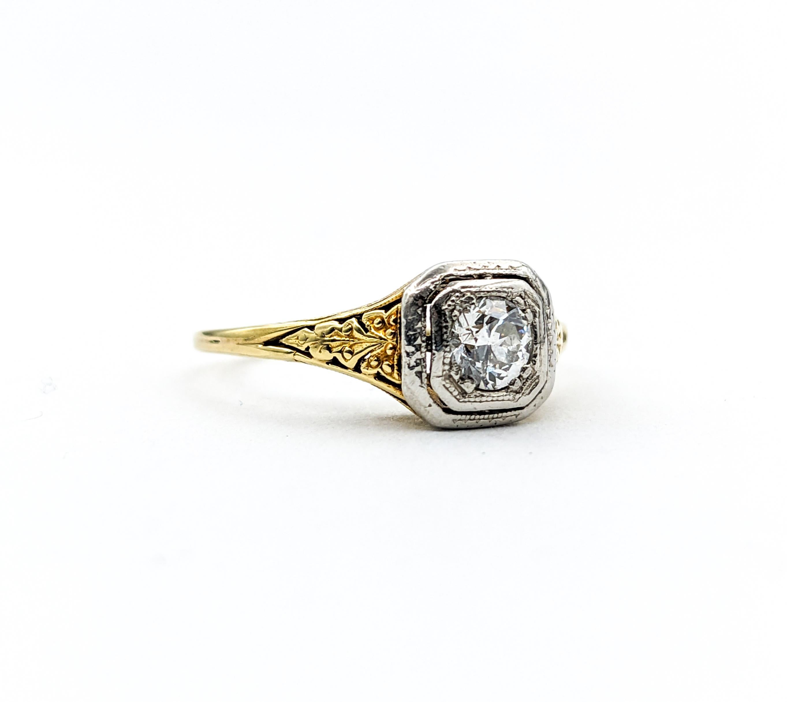 Vintage .30ct European Cut Diamond Ring In Yellow Gold For Sale 4