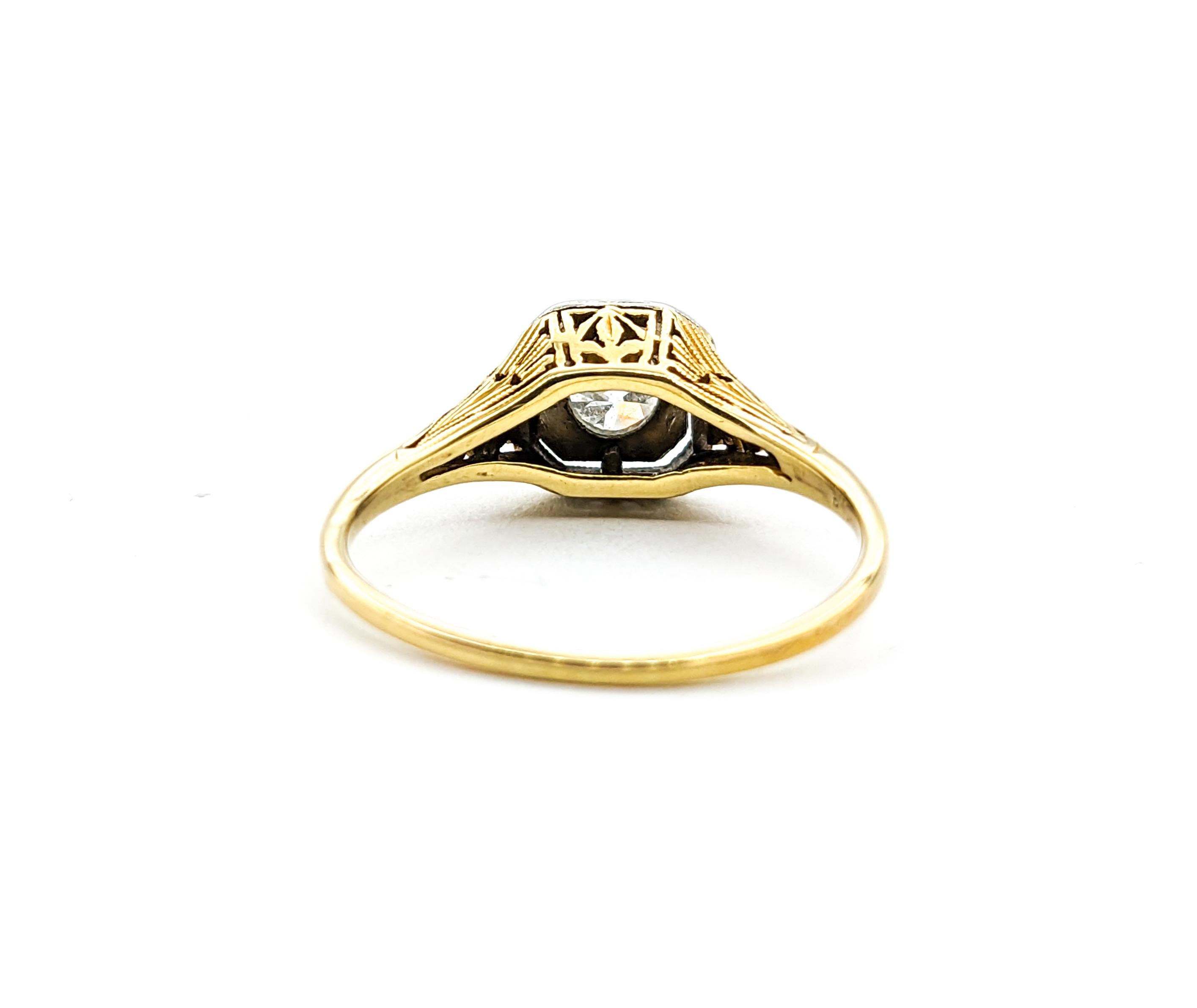 Vintage .30ct European Cut Diamond Ring In Yellow Gold For Sale 6