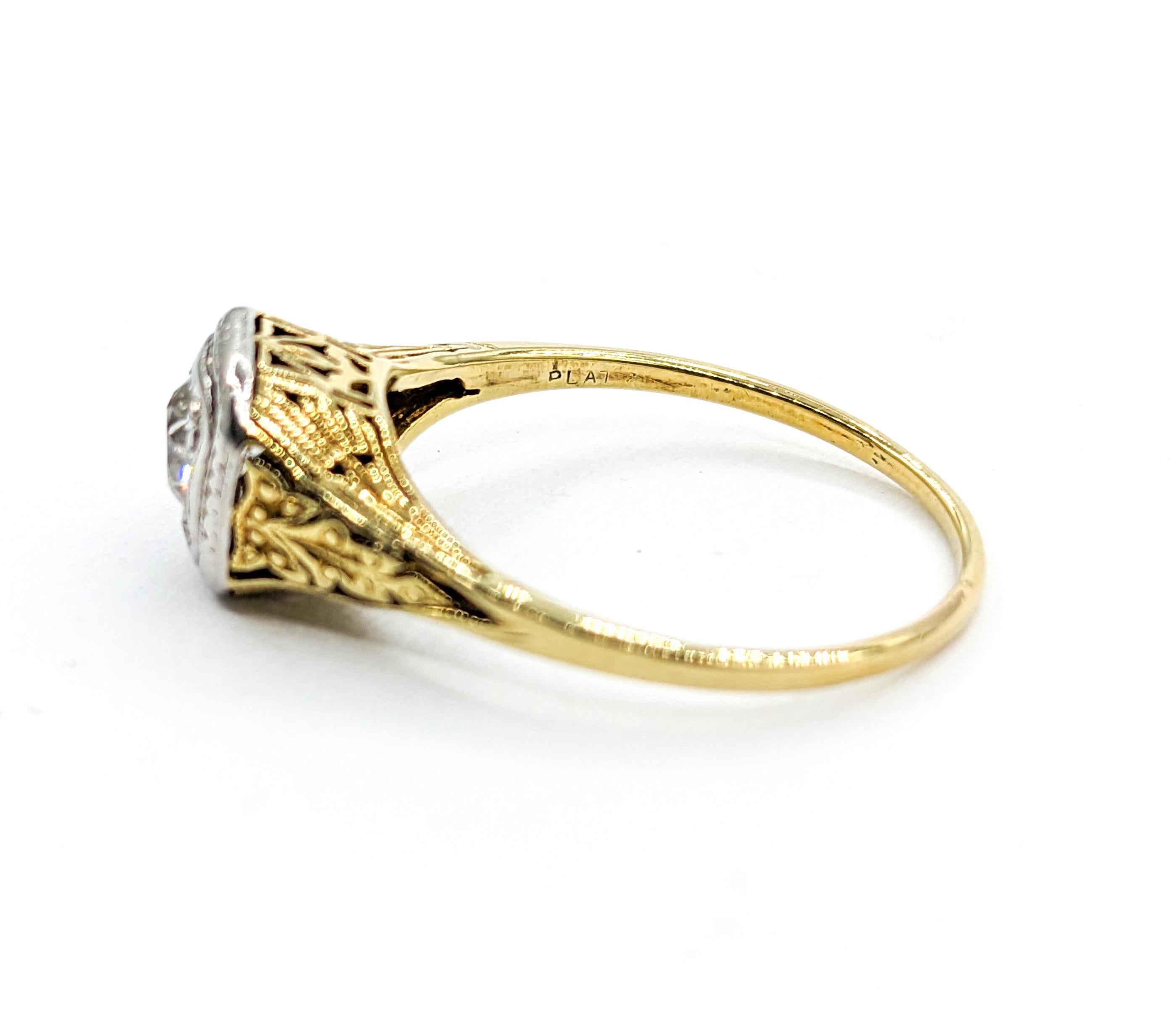 Modern Vintage .30ct European Cut Diamond Ring In Yellow Gold For Sale