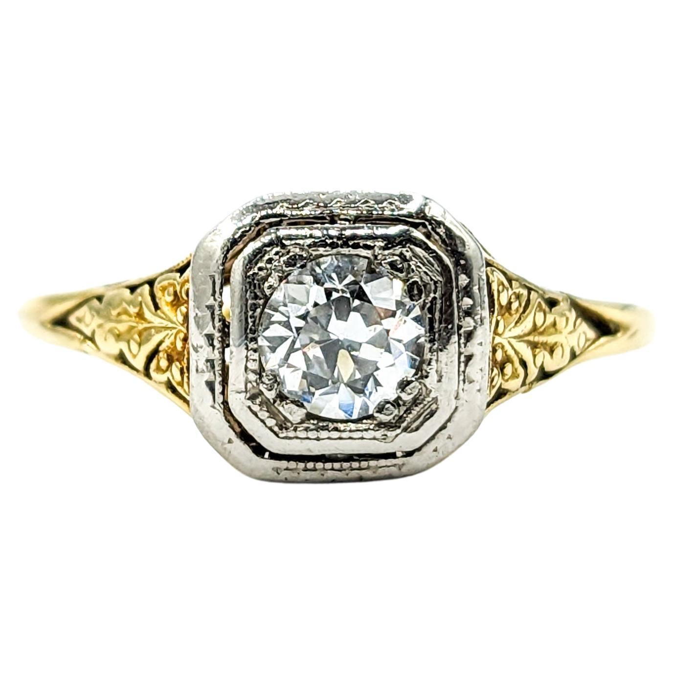 Vintage .30ct European Cut Diamond Ring In Yellow Gold For Sale