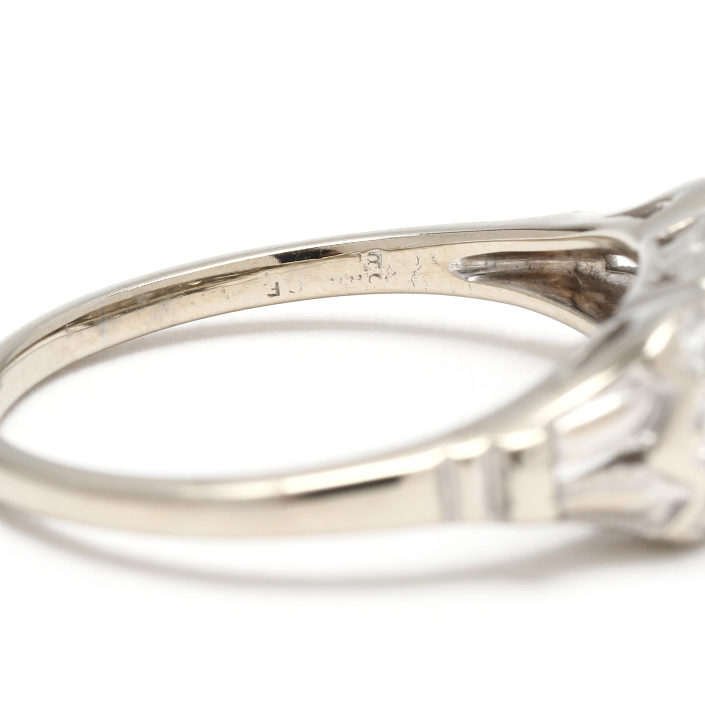 Vintage .30ctw Diamond Engagement Ring, 14k White Gold, Ring Size 6 For Sale 1
