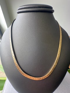Vintage 30in Herringbone Chain Necklace in 14K Yellow Gold