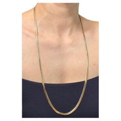 Vintage 30in Herringbone Chain Necklace in 14K Yellow Gold