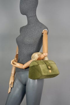 Vintage 31 FEVRIER PARIS Horn Top Handle Suede Vanity Bag