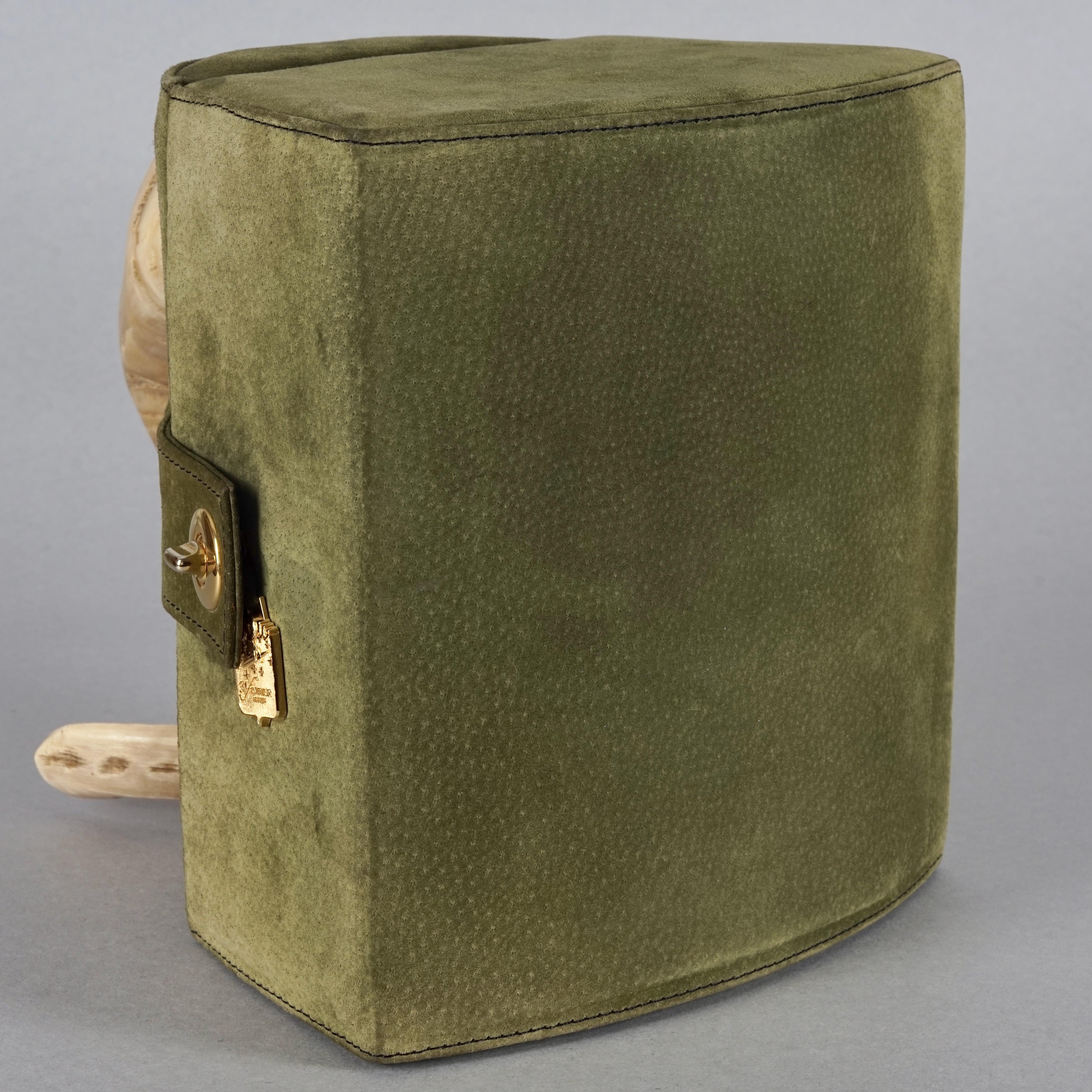 Vintage 31 FEVRIER PARIS Horn Top Handle Suede Vanity Bag 2