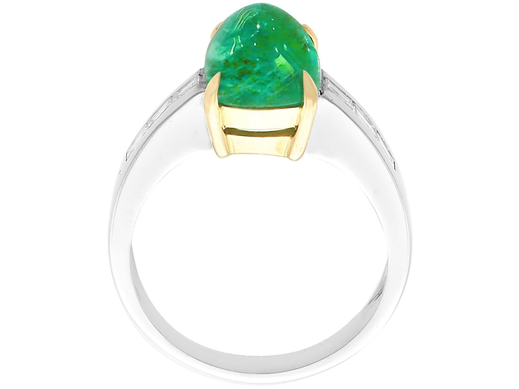 Women's or Men's Vintage 3.10 Carat Emerald and Diamond 18k White Gold Ring For Sale
