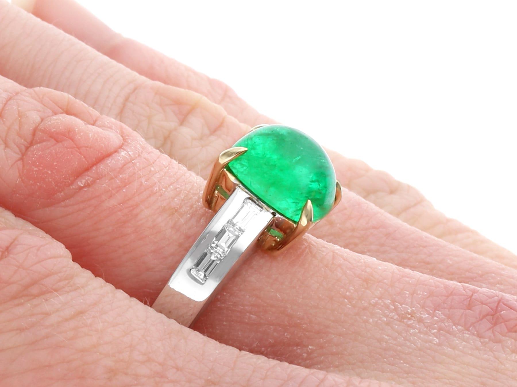 Vintage 3.10 Carat Emerald and Diamond 18k White Gold Ring For Sale 2