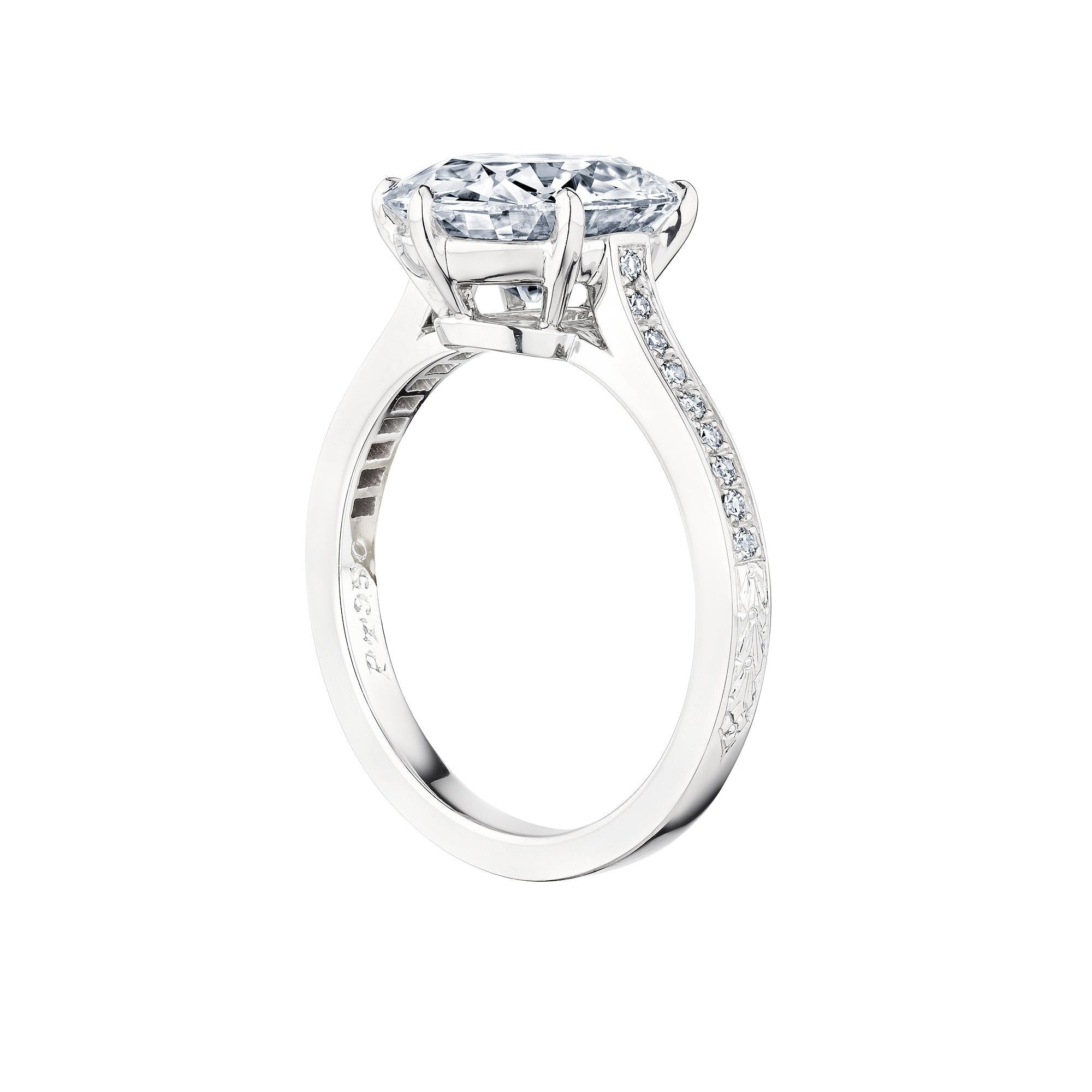 Contemporary Vintage 3.11 Oval Brilliant Cut Type IIa Diamond Platinum Engagement Ring For Sale