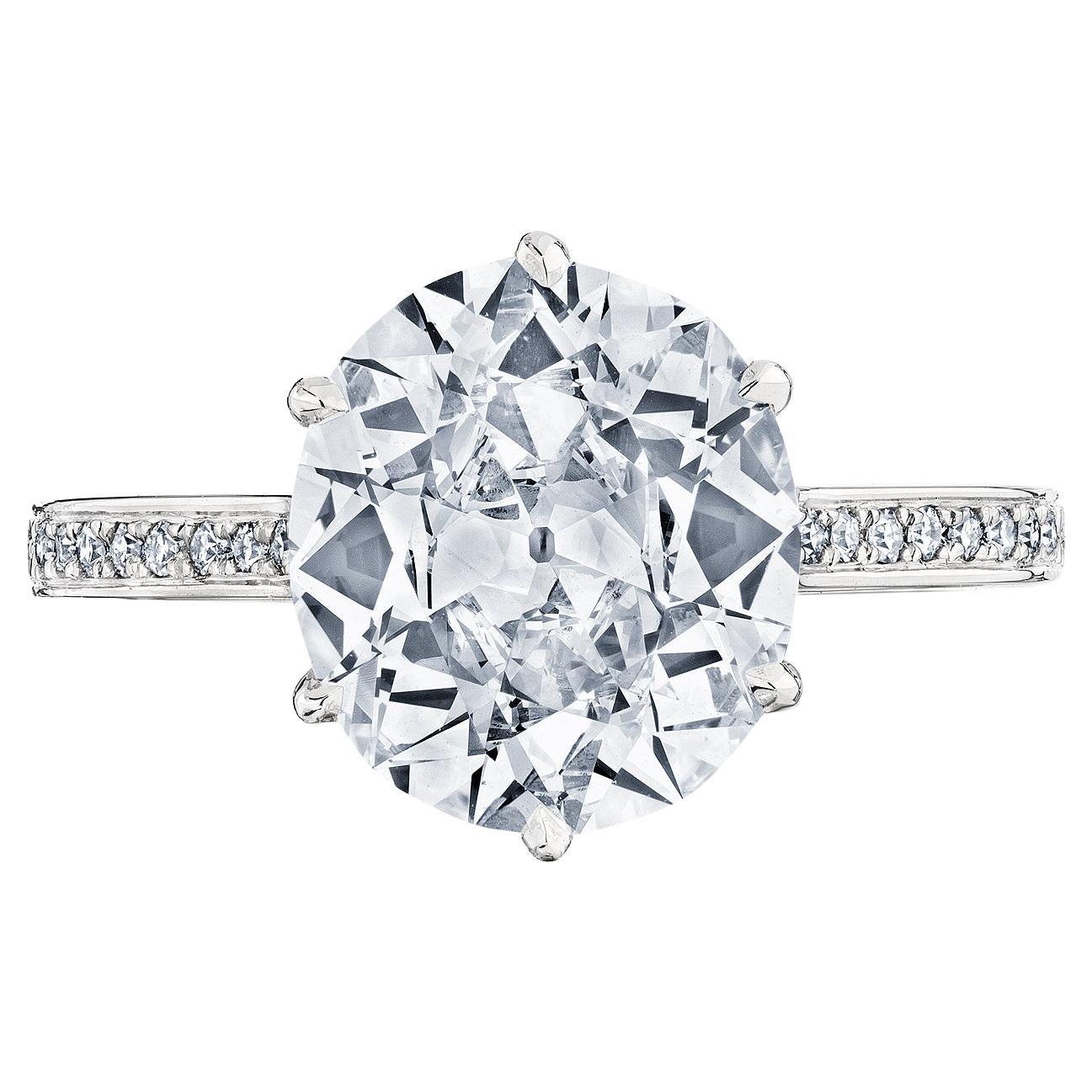 Vintage 3.11 Oval Brilliant Cut Type IIa Diamond Platinum Engagement Ring For Sale