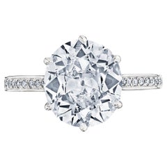 Platin-Verlobungsring, Vintage 3,11, ovaler Brillantschliff Typ IIa Diamant im Brillantschliff