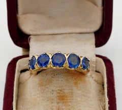 Vintage 3.15 Ct Natural Sapphire Five Stone Ring