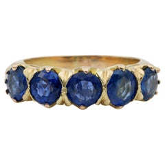 Vintage 3.15 Ct Natural Sapphire Five Stone Ring