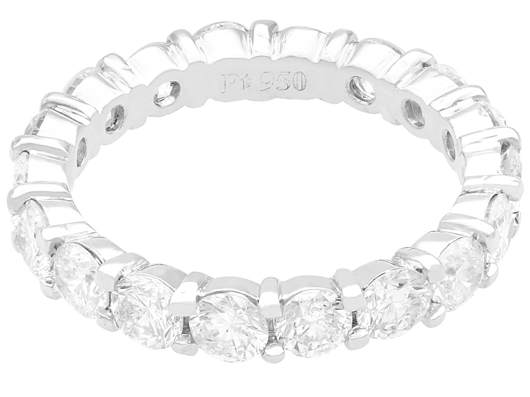 Round Cut Vintage 3.15Ct Diamond and Platinum Full Eternity Ring Circa 1960 For Sale