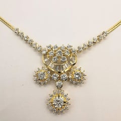 Vintage 3.19 Carat Diamond Necklace in 18-20k Yellow Gold