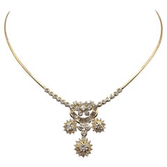 Vintage-Halskette aus 18-20k Gelbgold mit 3,19 Karat Diamanten