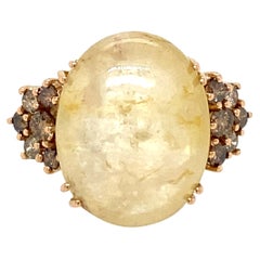 Vintage 32 Carat Natural Sapphire Diamond Cocktail Ring