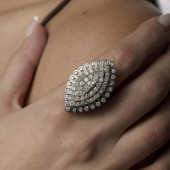 Vintage 3.20 carat diamond 14k white gold navette ring