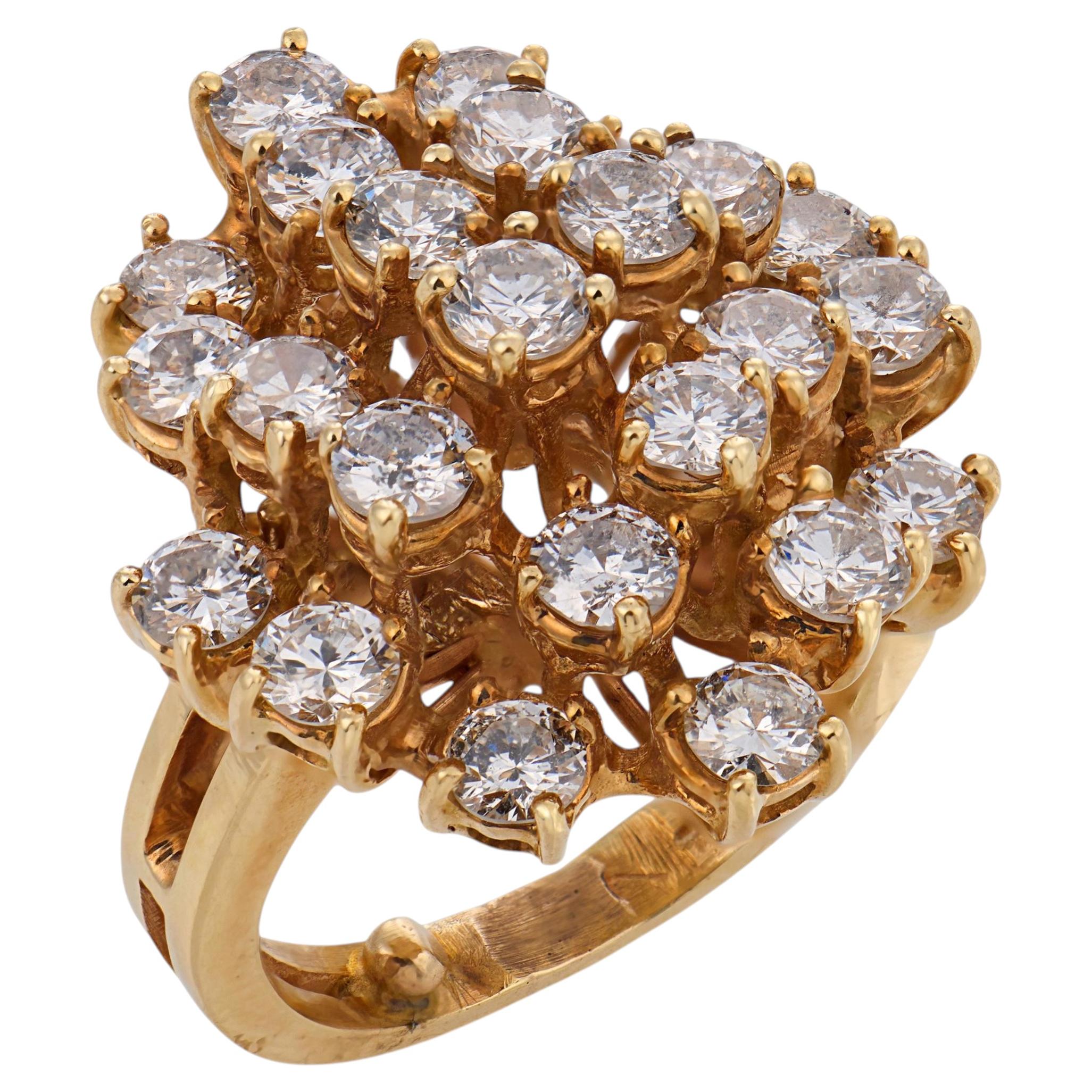 Vintage 3.20 carat diamond 14k yellow gold cocktail ring