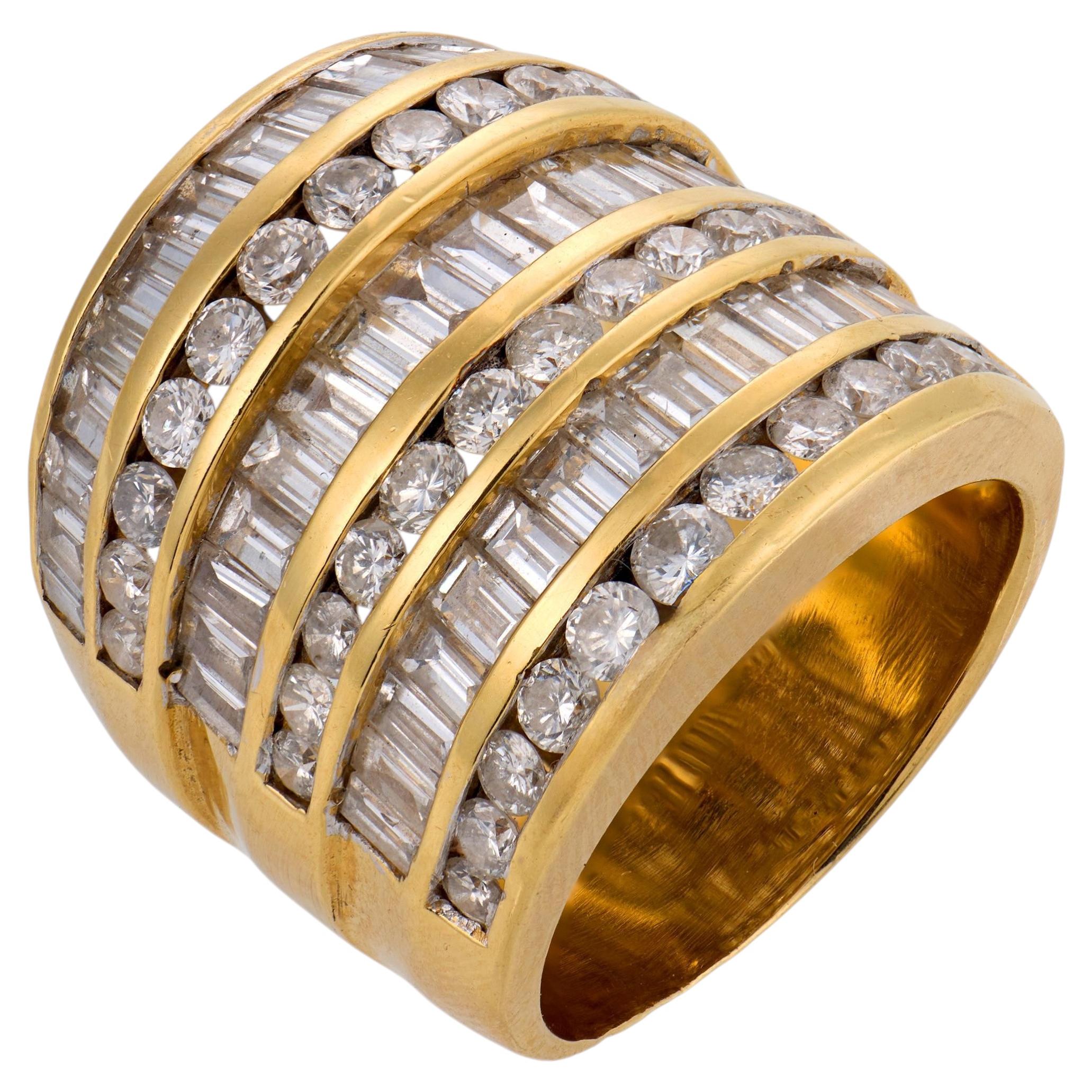 Vintage 3.20 carat diamond 18k yellow gold cocktail ring