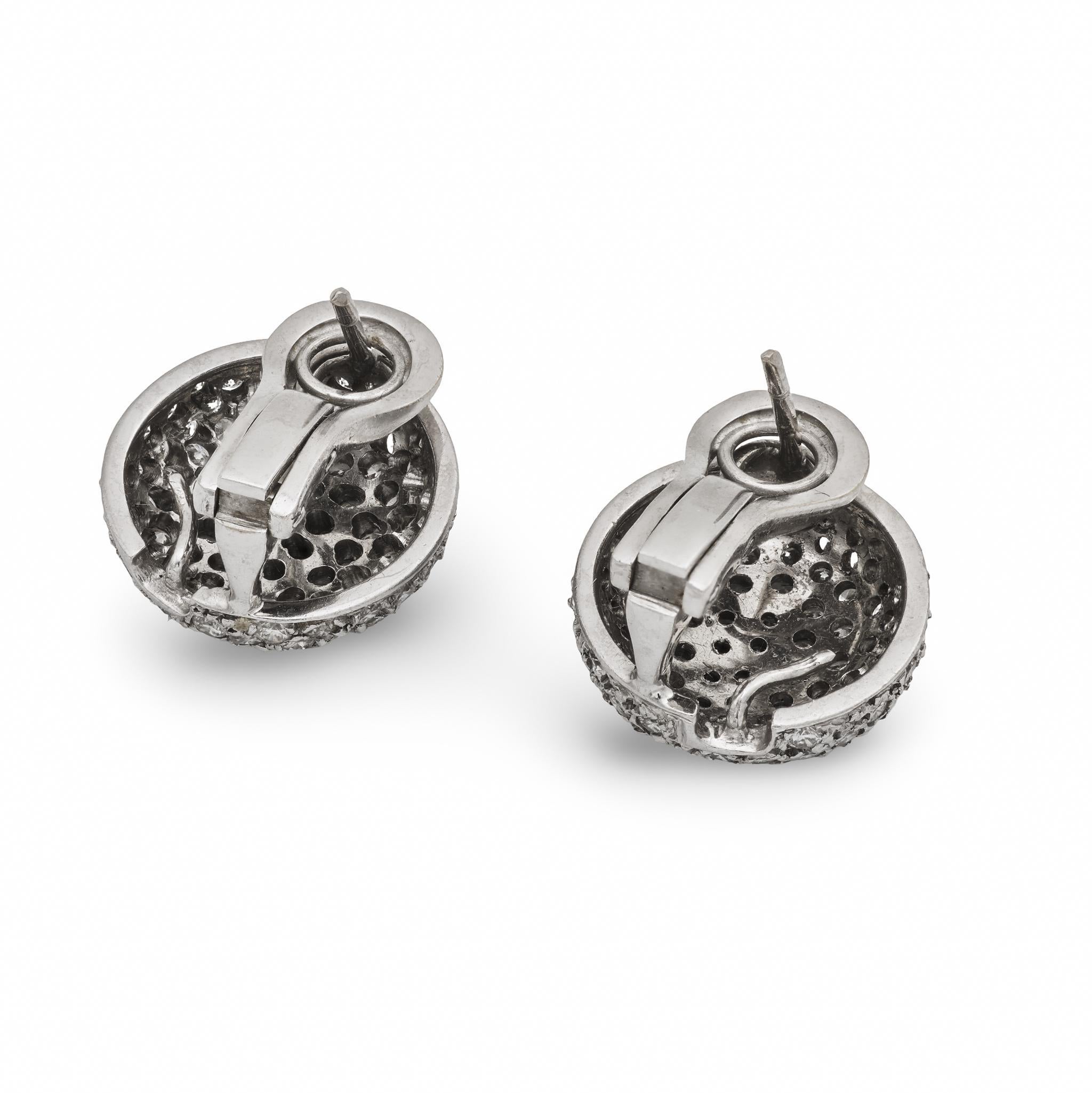 De las mujeres Pendientes vintage de platino con diamantes de 3.20 quilates en venta