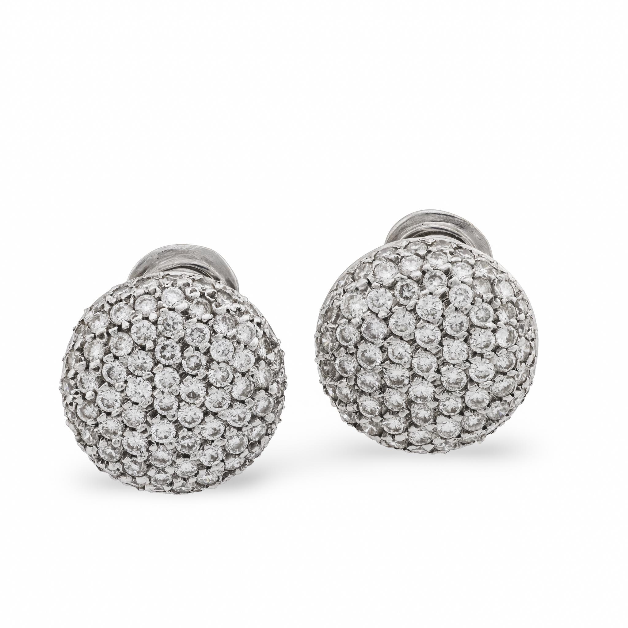 Pendientes vintage de platino con diamantes de 3.20 quilates en venta 2