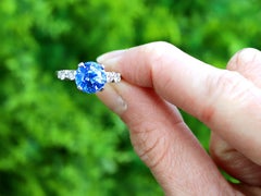Vintage 3.20 Carat Sapphire and 0.30 Carat Diamond Platinum Ring Circa 1945