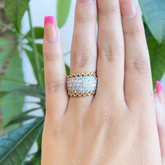 Vintage 3.20 Carats Diamonds 18 Karat Yellow Gold Platinum Bombe Ring