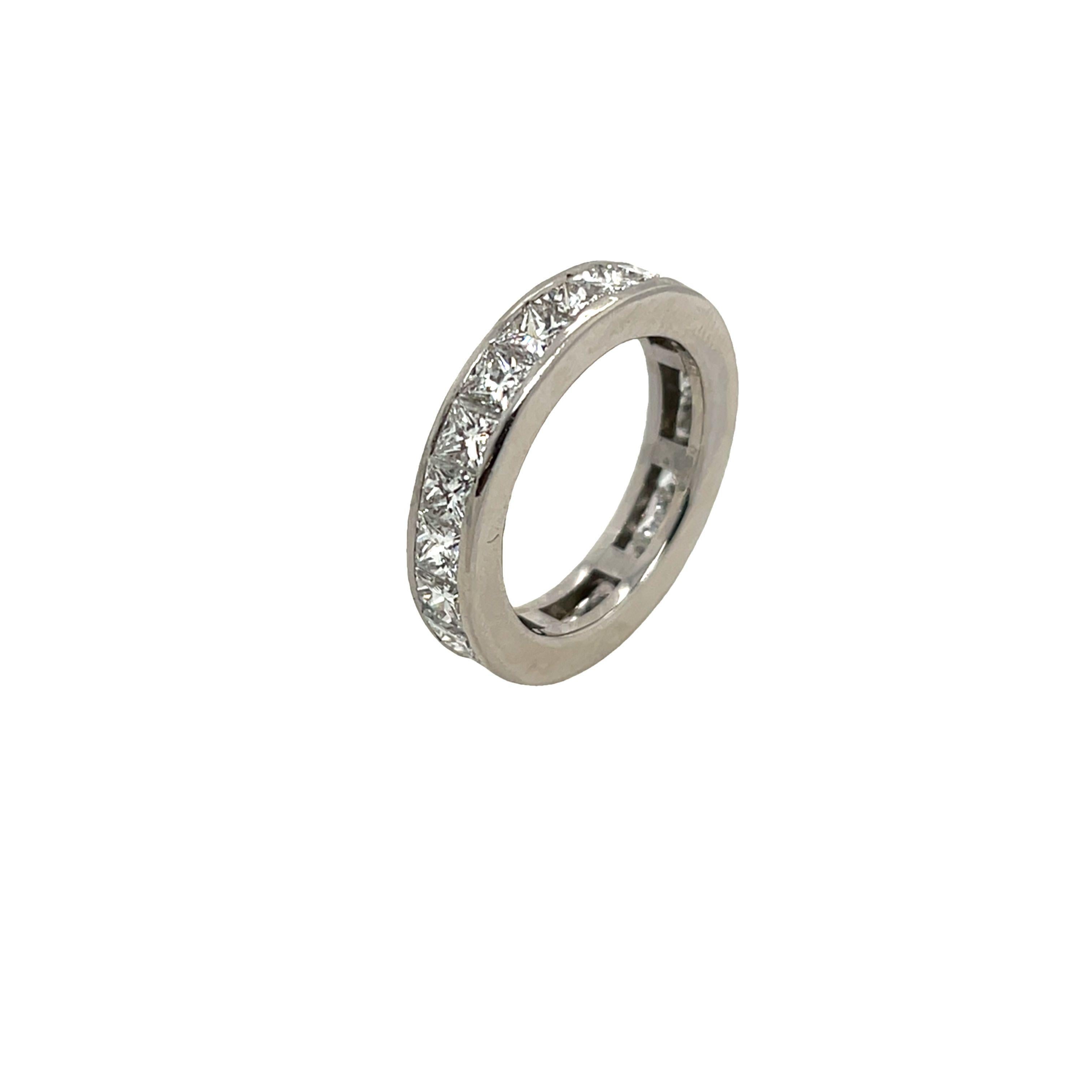 Vintage 3.20ct Diamond Full Eternity Ring, Set With Princess Cut Diamonds In Excellent Condition In London, GB