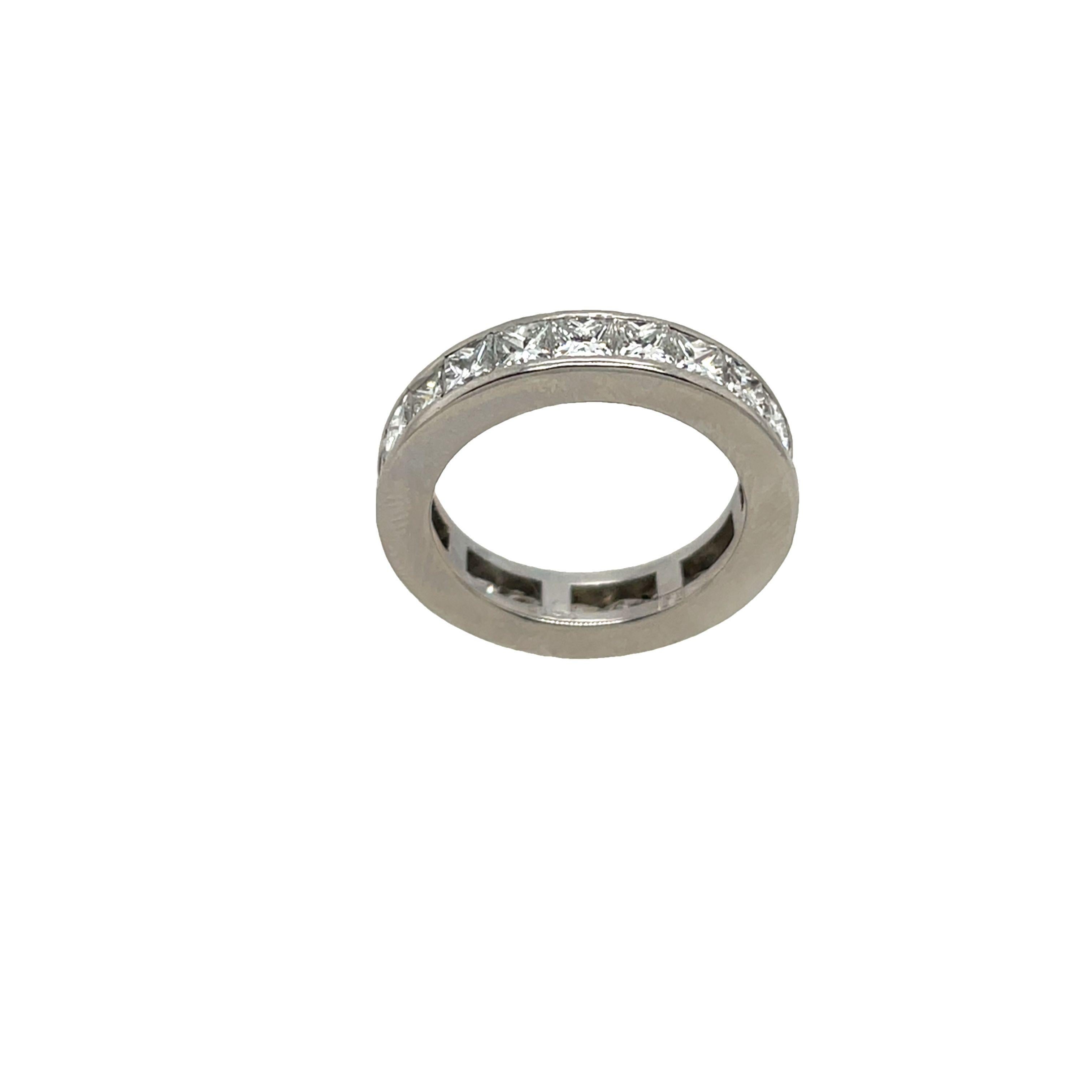 Women's or Men's Vintage 3.20ct Diamond Full Eternity Ring, Set With Princess Cut Diamonds