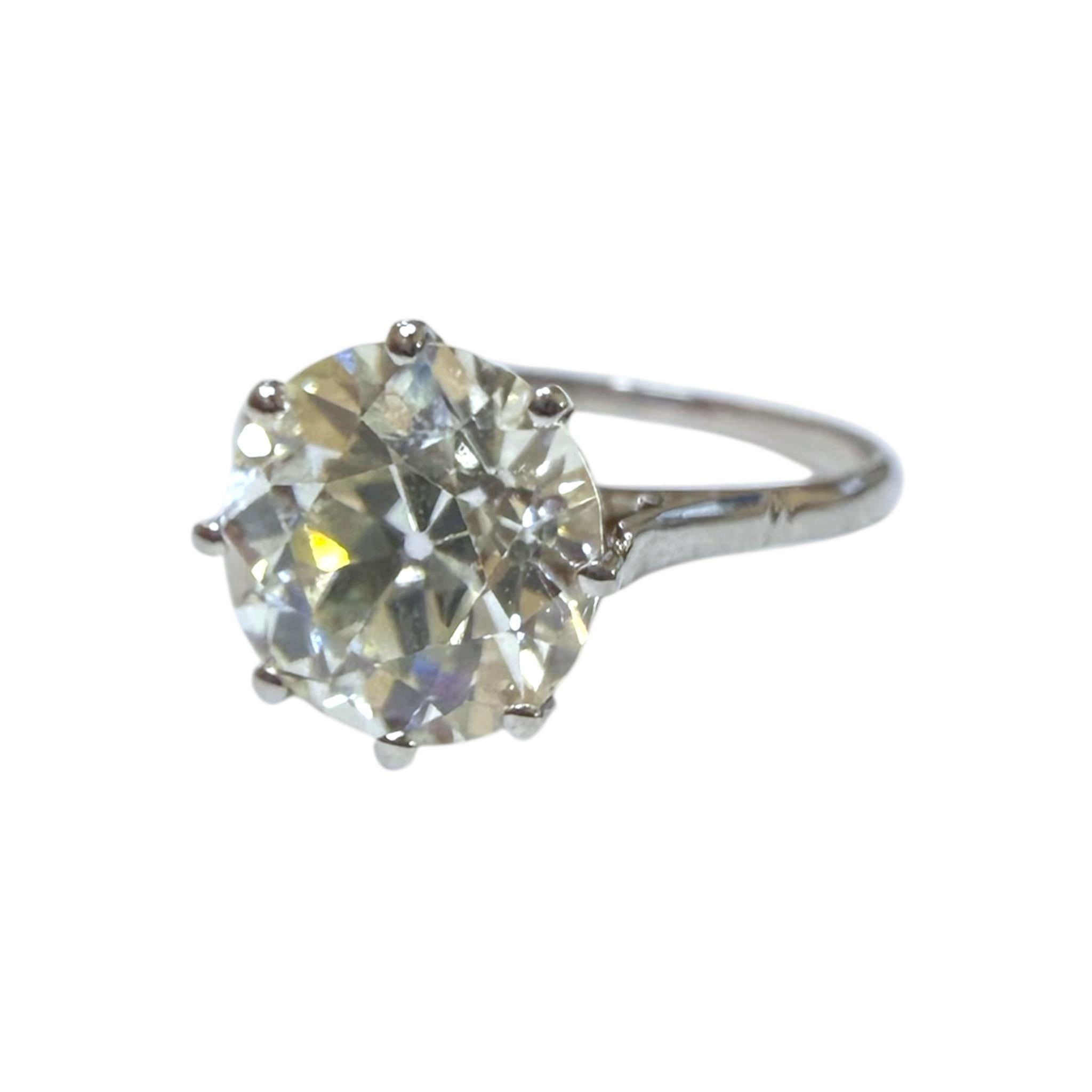 Vintage 3,22 Karat Platin Diamant Solitär Verlobungsring GIA im Zustand „Hervorragend“ im Angebot in Montgomery, AL