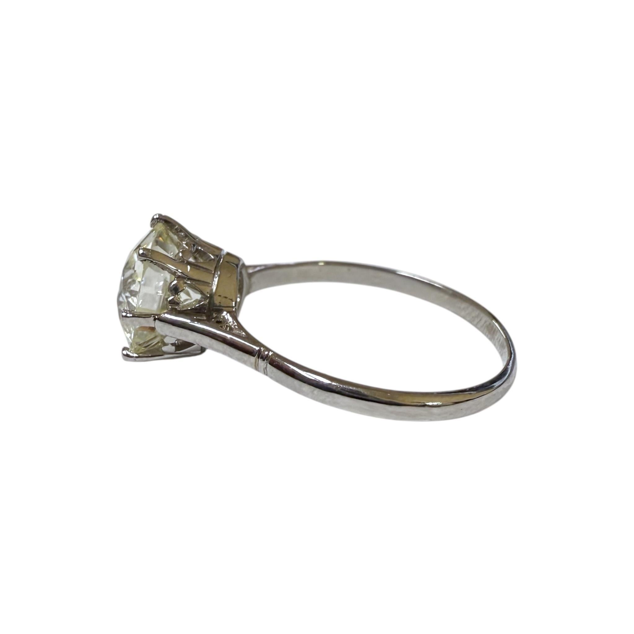 Vintage 3,22 Karat Platin Diamant Solitär Verlobungsring GIA Damen im Angebot