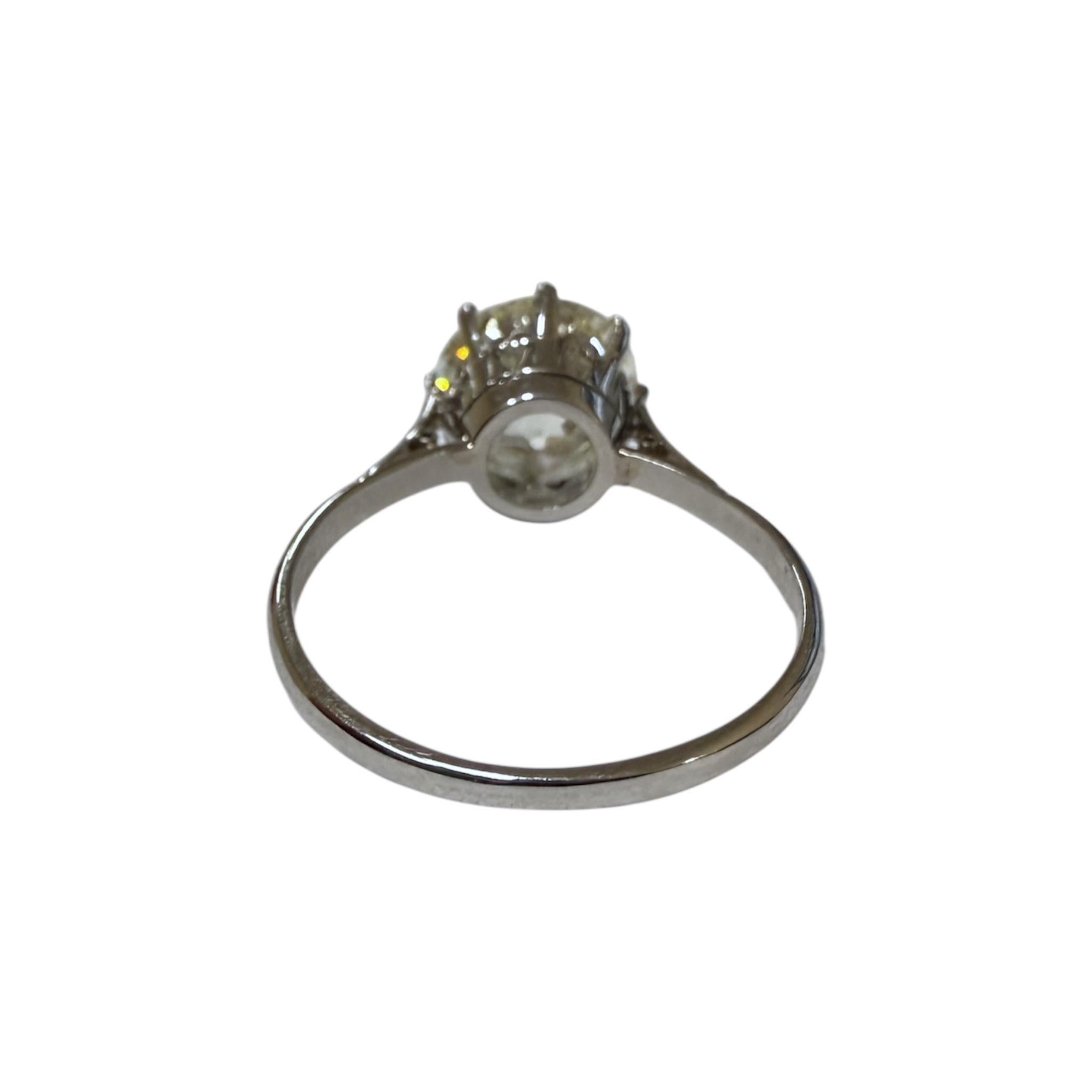 Vintage 3,22 Karat Platin Diamant Solitär Verlobungsring GIA im Angebot 2