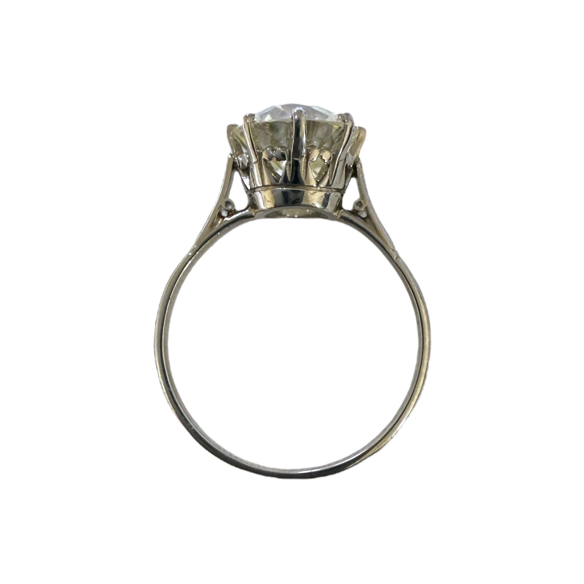 Vintage 3,22 Karat Platin Diamant Solitär Verlobungsring GIA im Angebot 3