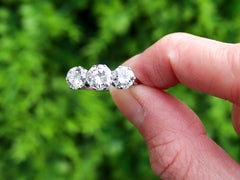 Vintage 3.23 Carat Diamond and 18k White Gold Trilogy Engagement Ring Circa 1960