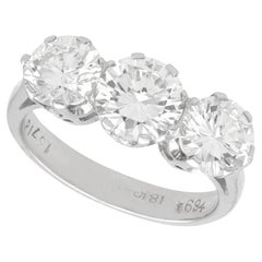 Vintage 3.23 Carat Diamond and 18k White Gold Trilogy Ring Circa 1960