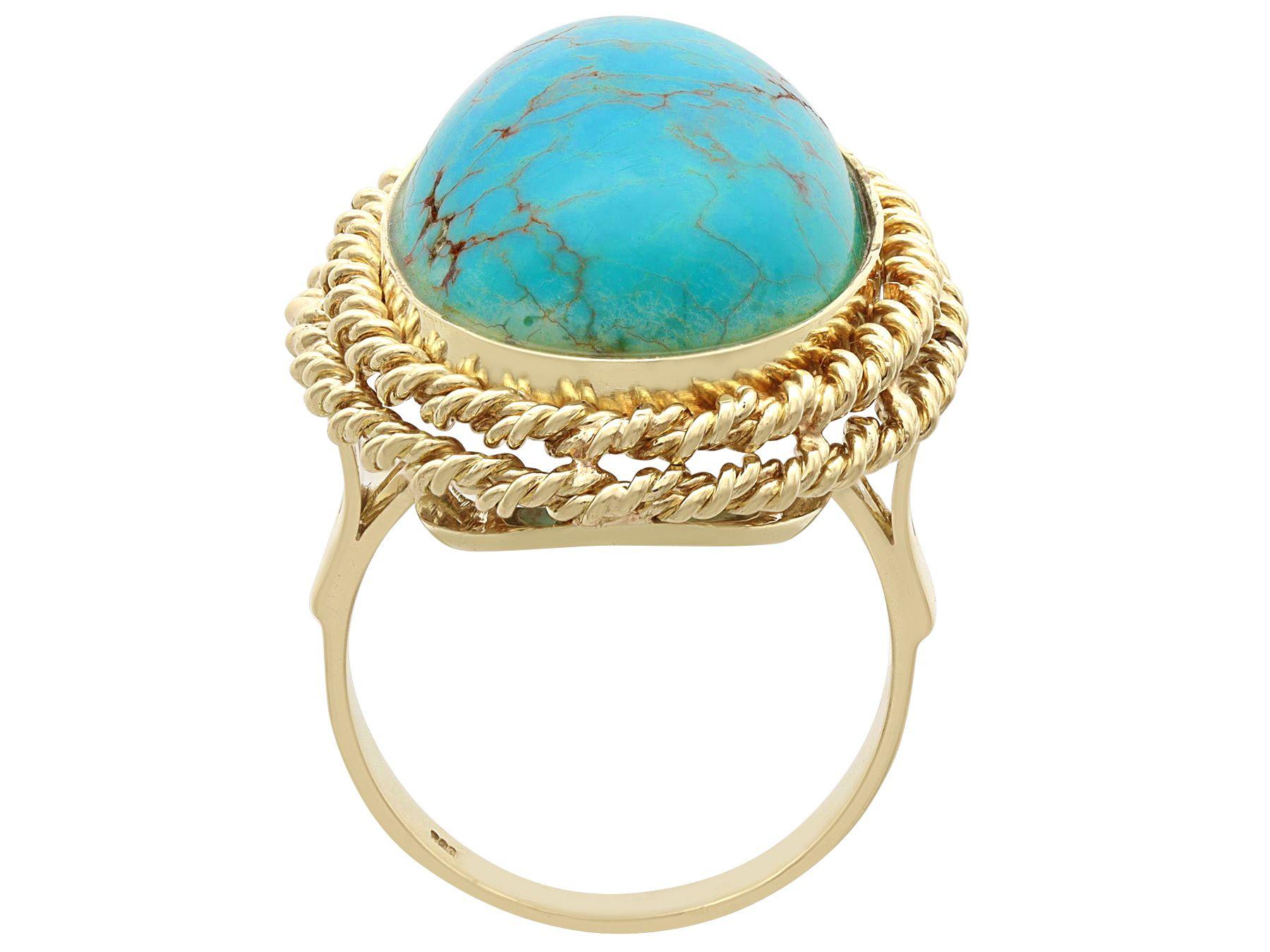 32,50 Karat Türkis und 14k Gelbgold Kleid Ring im Zustand „Hervorragend“ in Jesmond, Newcastle Upon Tyne