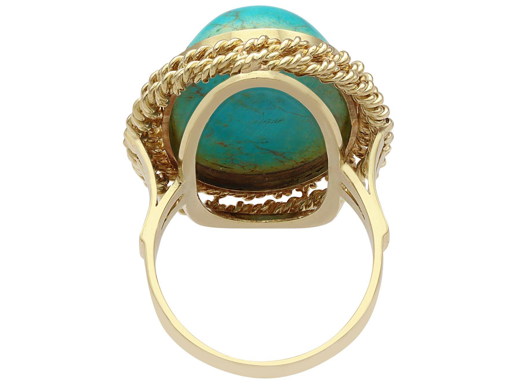 Women's Vintage 32.50 Carat Turquoise and Yellow Gold Cocktail Ring For Sale