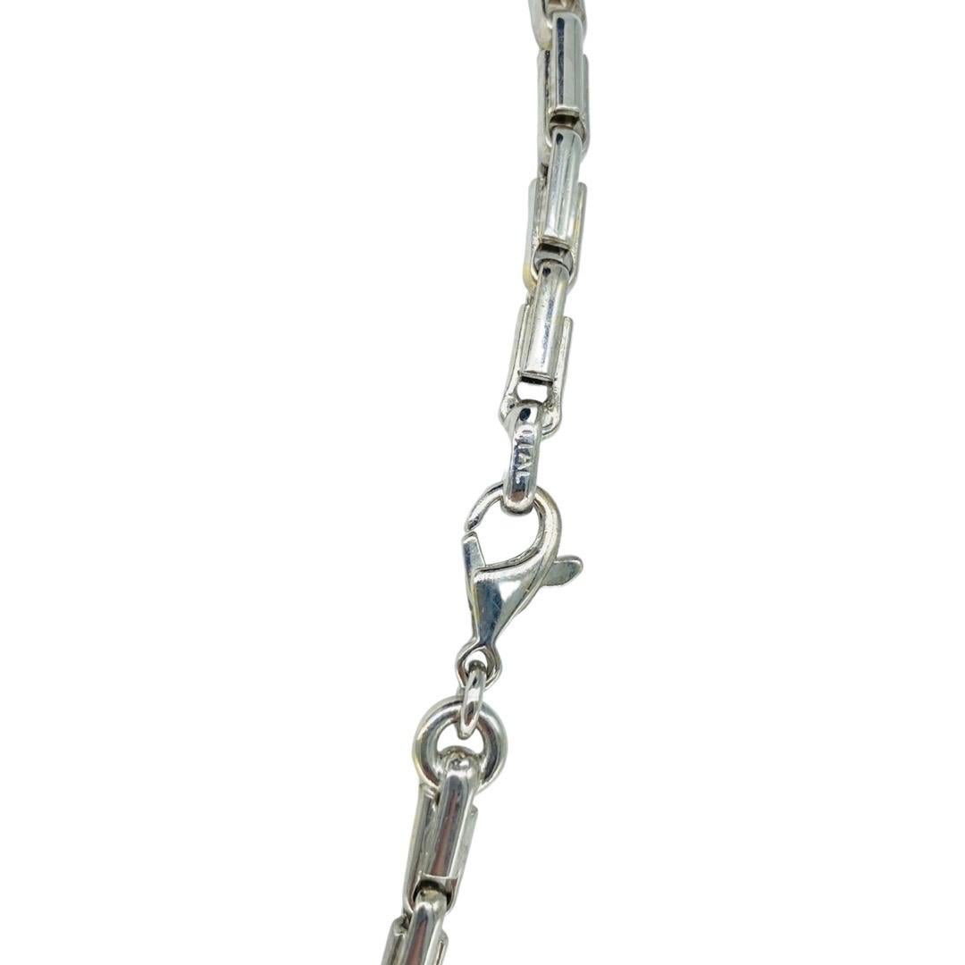 Women's or Men's Vintage Fancy 3-D Link Necklace 18k White Gold For Sale