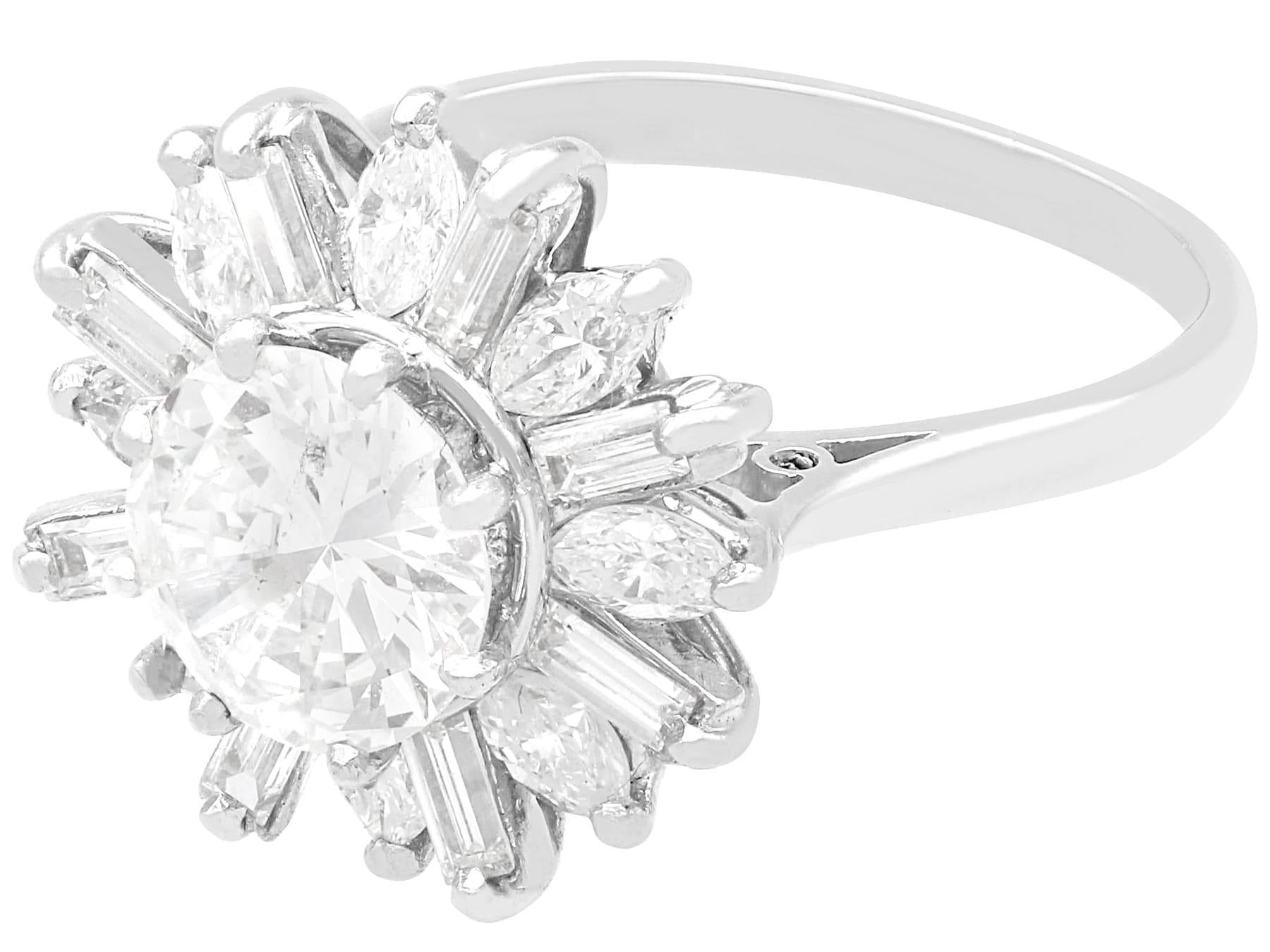 Vintage 3,26ct Diamant und Platin Ring, um 1950 (Rundschliff)