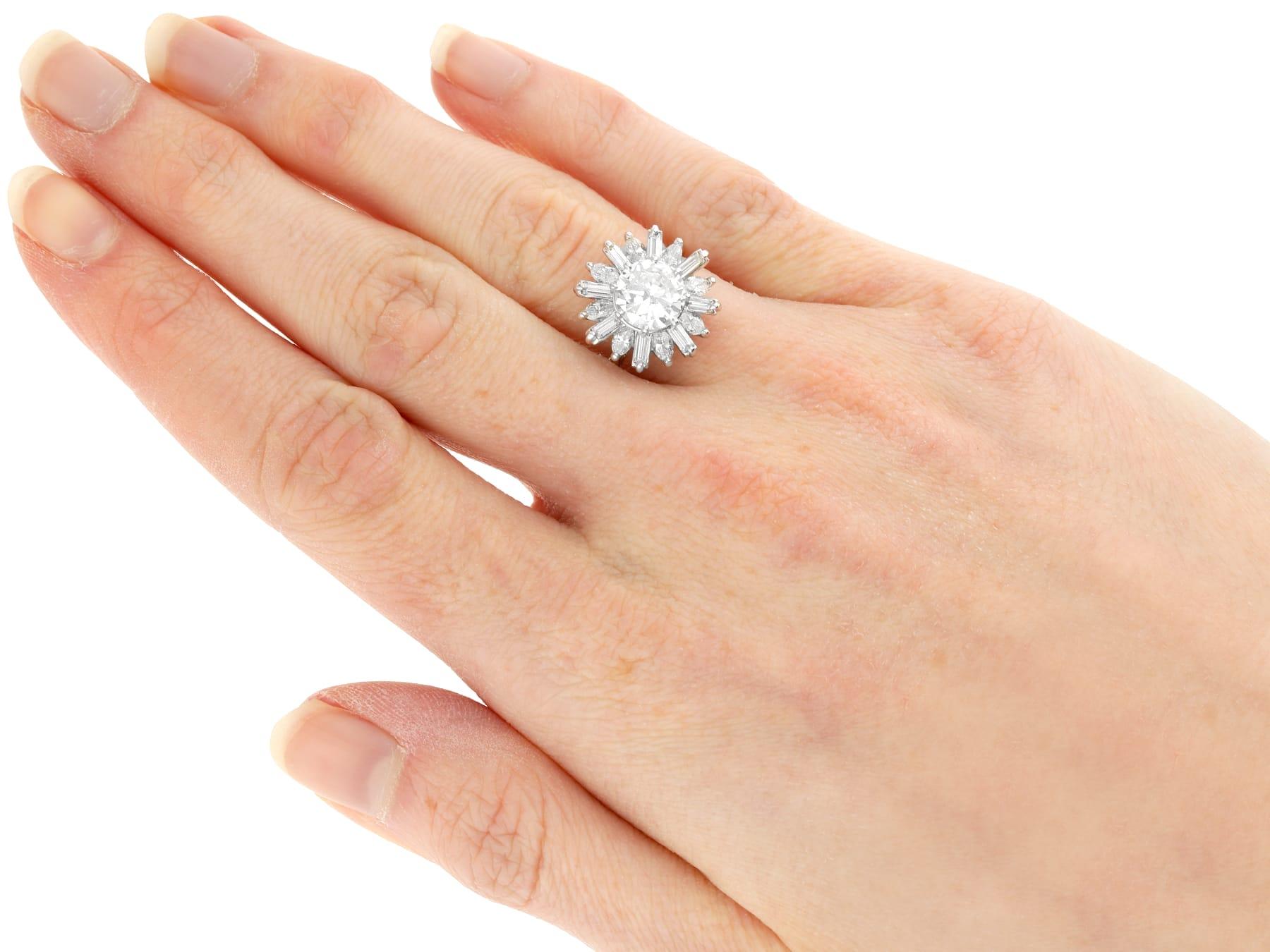 Vintage 3,26ct Diamant und Platin Ring, um 1950 1
